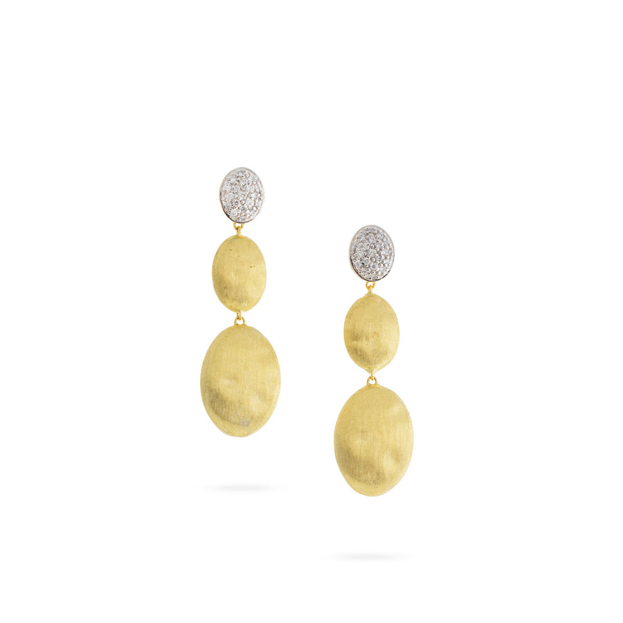 18K Yellow Gold and Diamond Triple Drop Earring