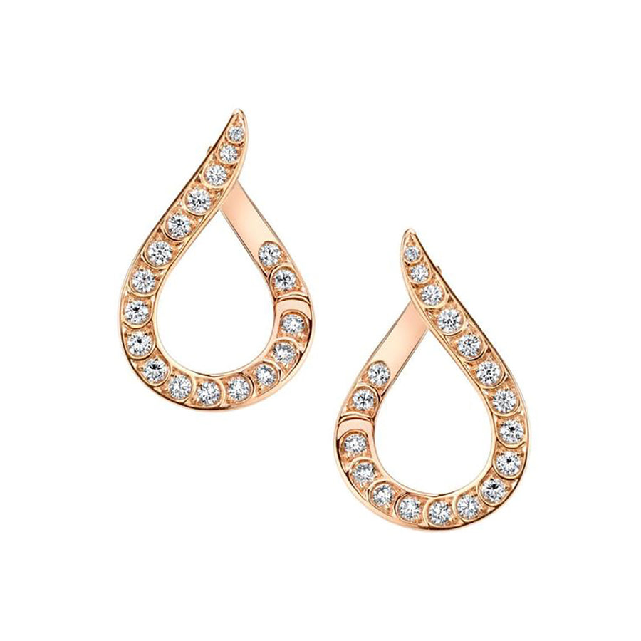 18K Rose Gold Dew Drop Scallop Diamond Earrings