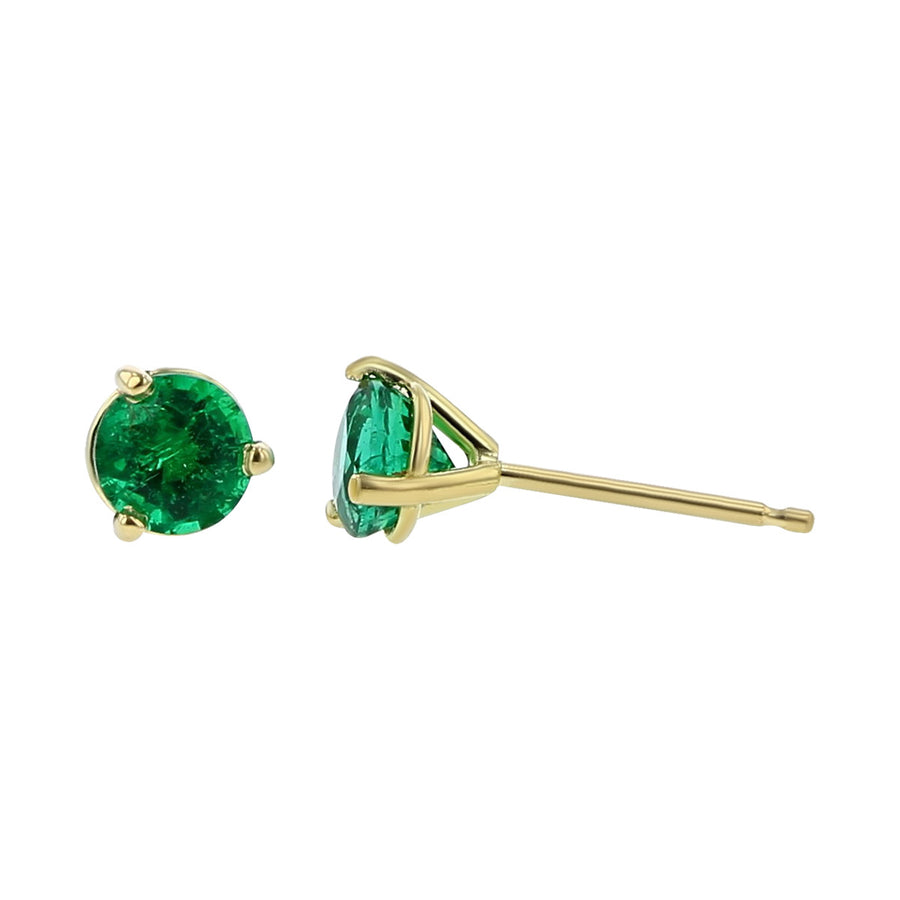 18K Yellow Gold Emerald Stud Earrings