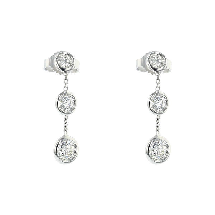 18K Bezel Set Diamond Drop Earrings
