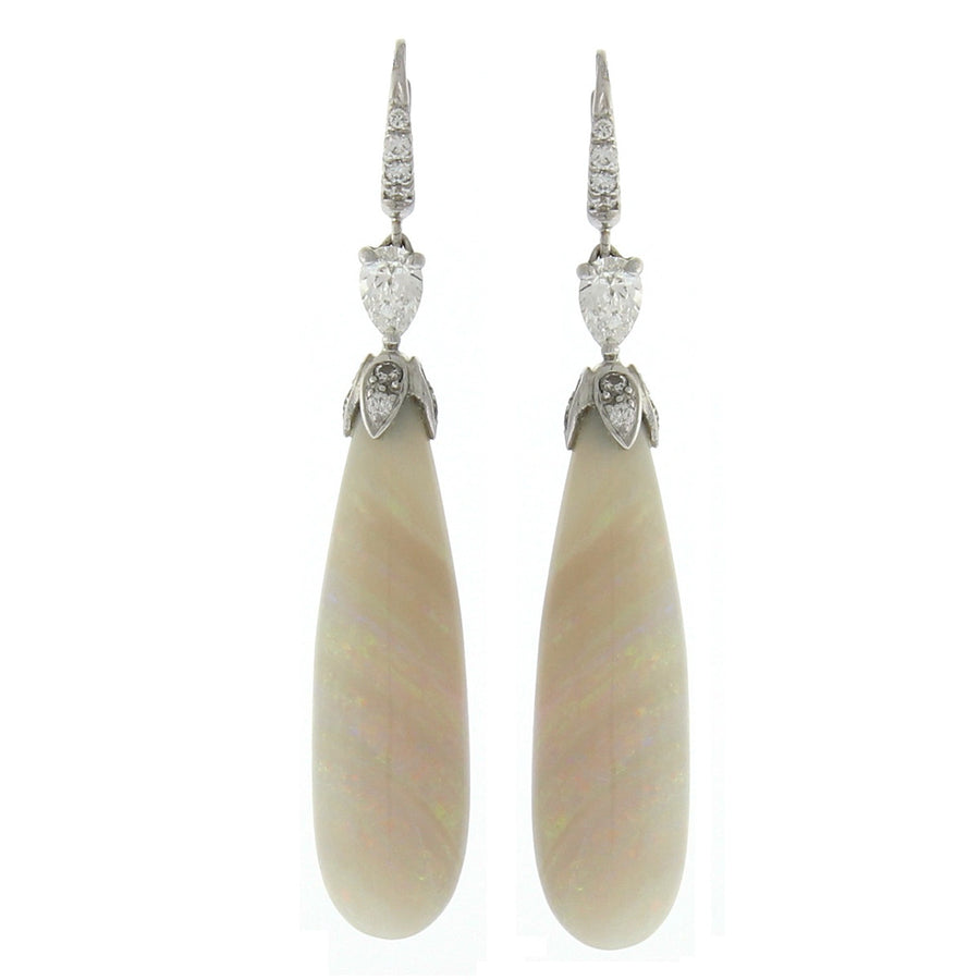 Opal and Diamond Drop Earrings
