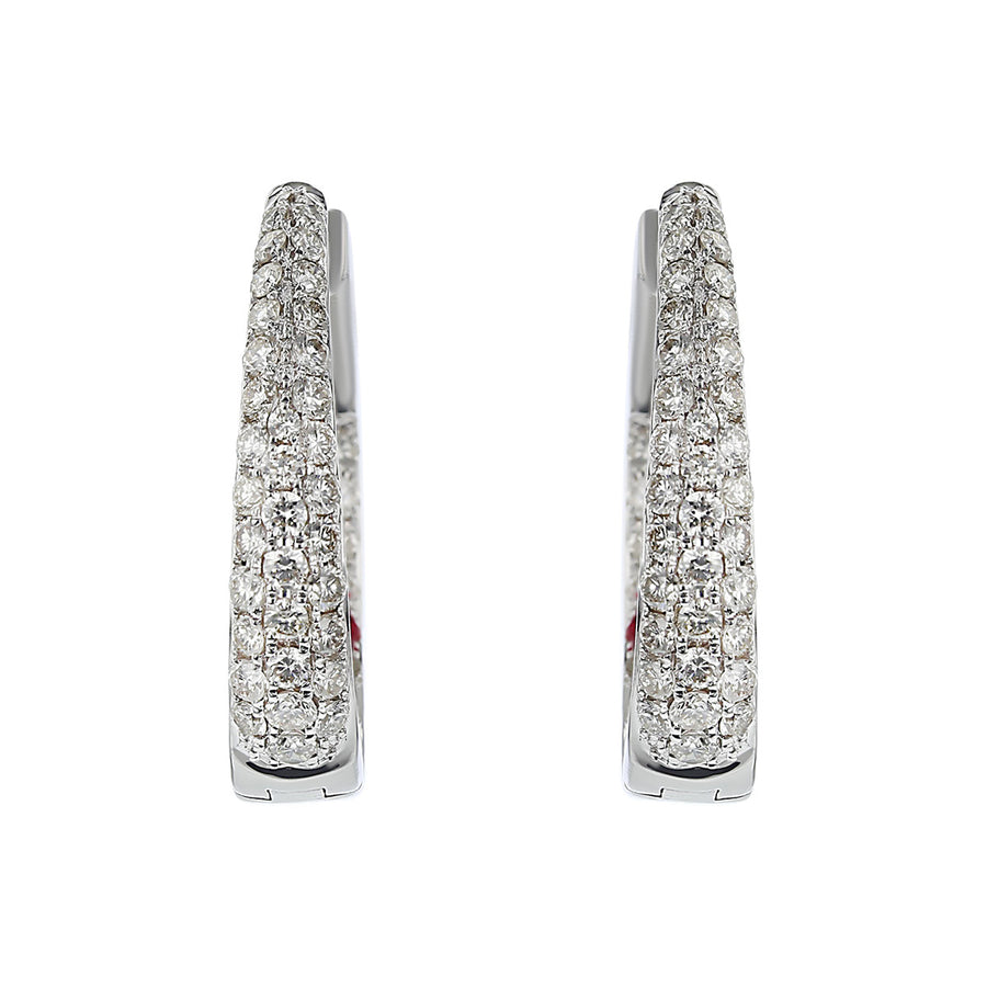 Tapered Inside Out Pave Diamond Hoop Earrings