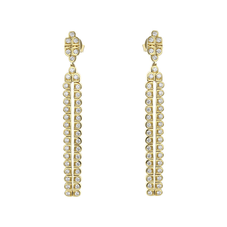 Artisan Pave Scallop Deco Drop Earrings