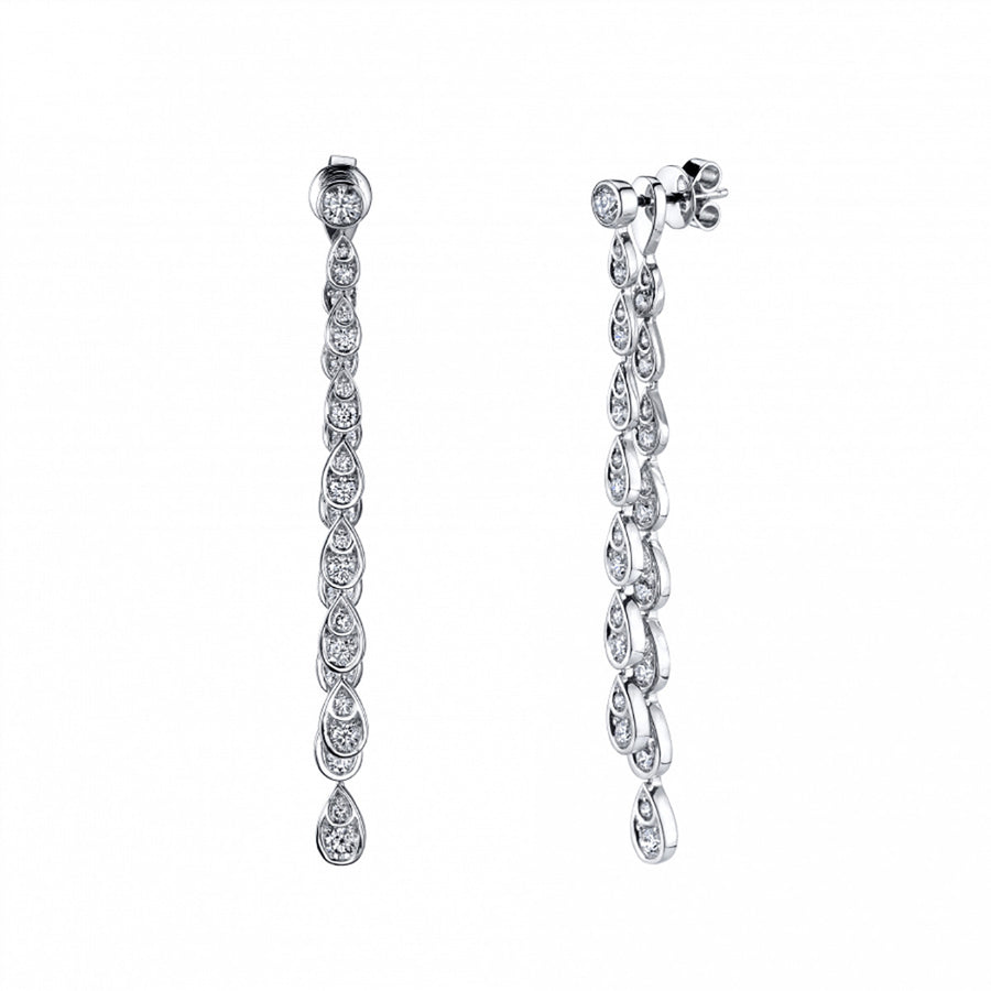 Scallop Artisan Pave Diamond Drop Earrings