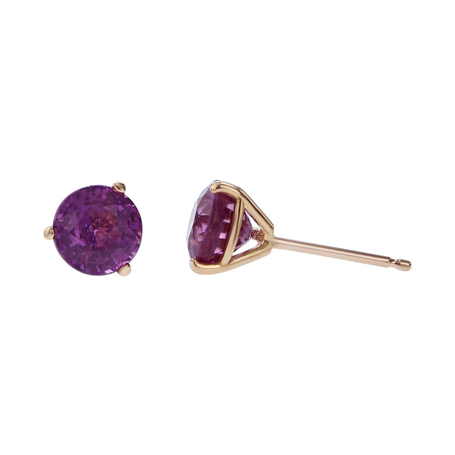 18K Rose Gold Purple-Pink Sapphire Stud Earrings