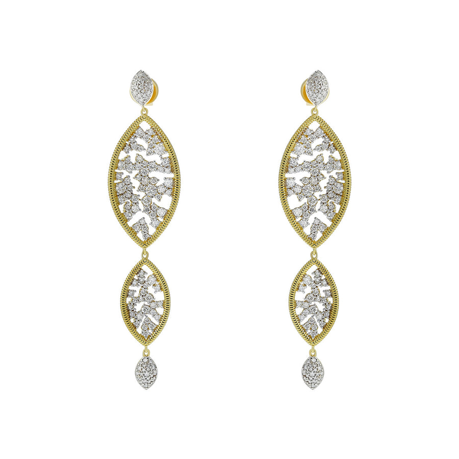 Long Marquise Double Drop Diamond Earrings