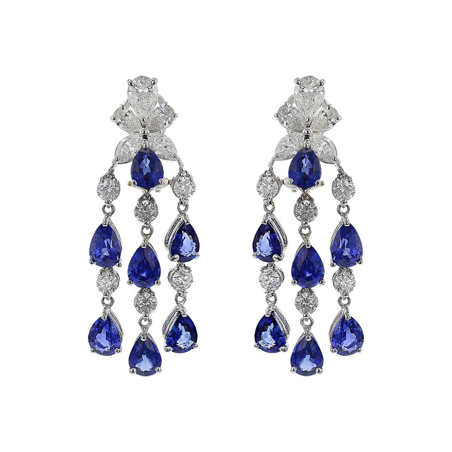 Ceylon Sapphire and Diamond Dangle Earrings