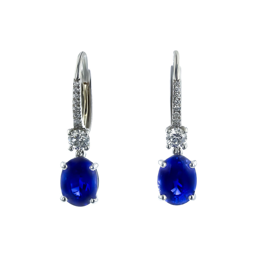 Platinum Sapphire Diamond Earrings