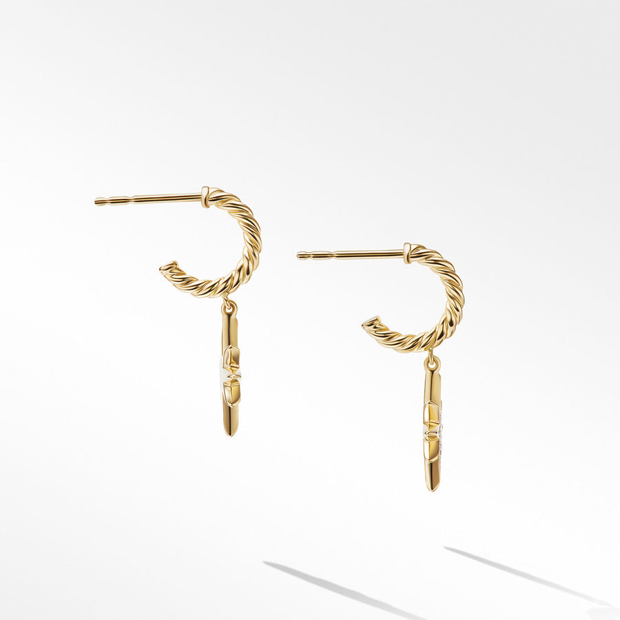 North Star Drop Earrings in 18K Yellow Gold with Pave Diamonds