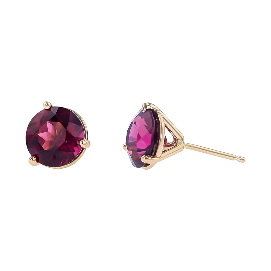 14K Rose Gold Rhodolite Garnet Stud Earrings