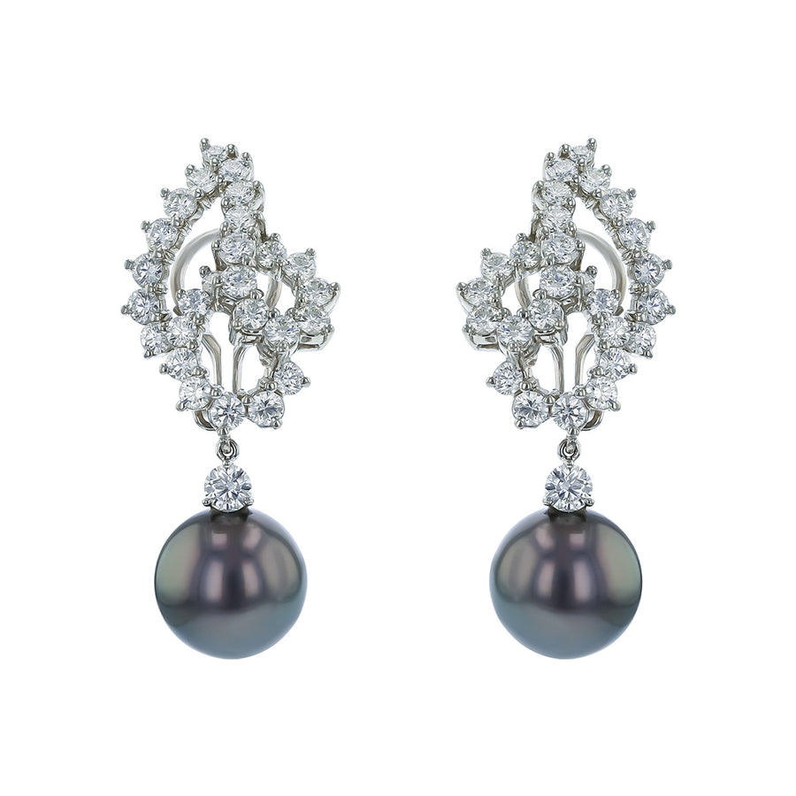 Diamond Tahitian Pearl Earrings