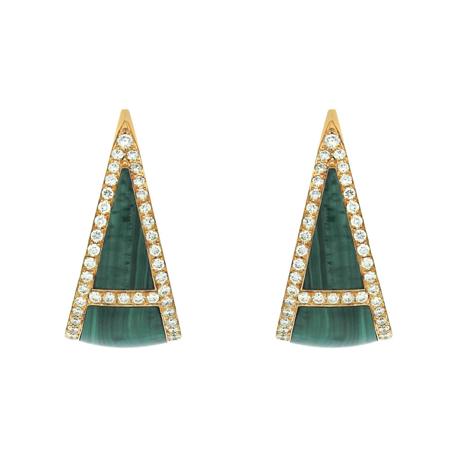 Earrings with Diamonds and Malachite