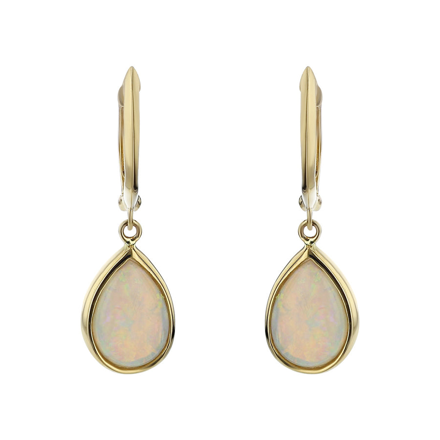 14K Yellow Gold Australian Opal Drop Earrings