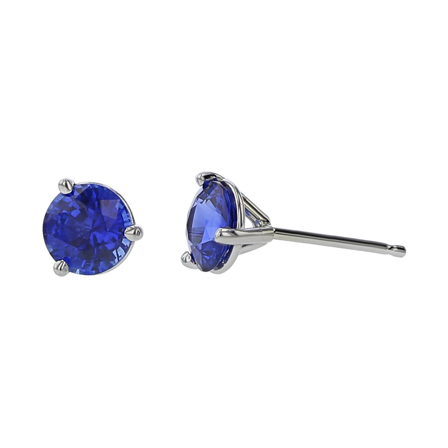 18K White Gold Blue Sapphire Stud Earrings