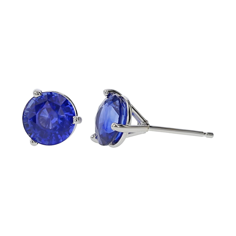 18K White Gold Blue Sapphire Stud Earrings