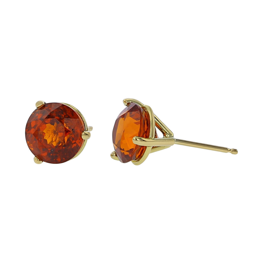 18K Yellow Gold Spessartite Garnet Stud Earrings
