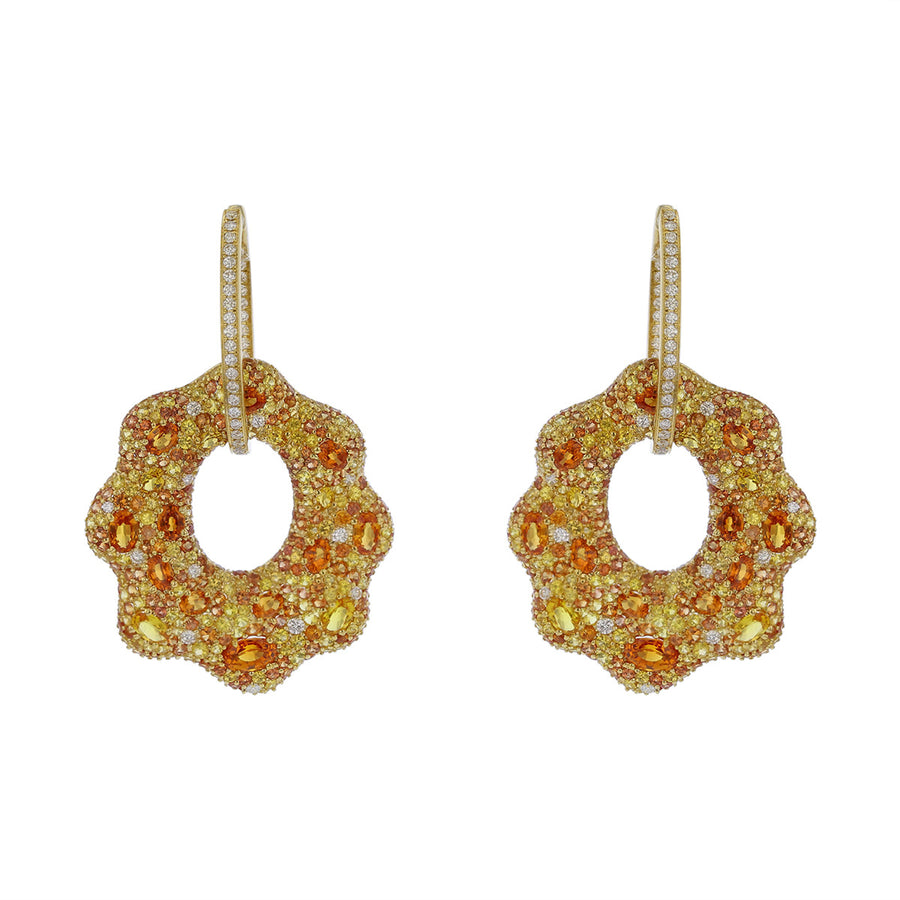 Orange and Yellow Sapphire American Glamour Earrings