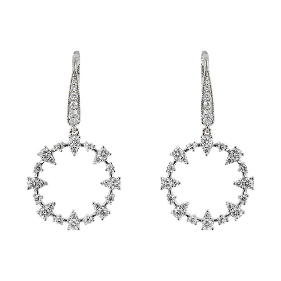 Diamond Open Circle Drop Earrings
