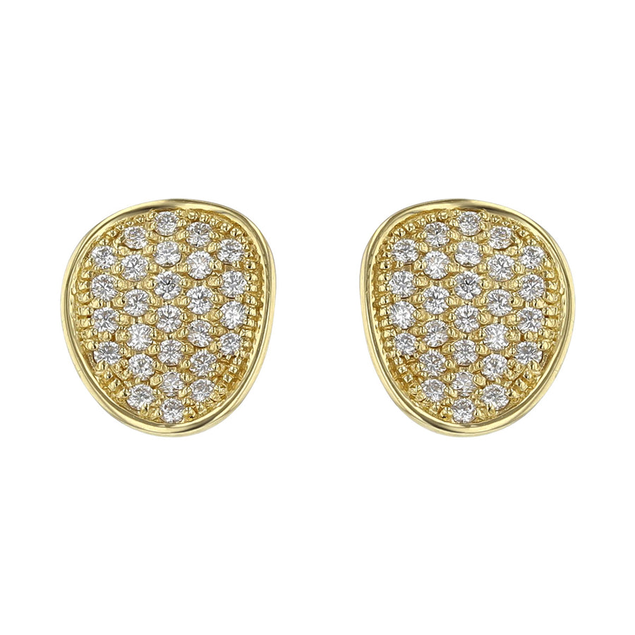 Lunaria Collection 18K Yellow Gold and Diamond Stud Earrings
