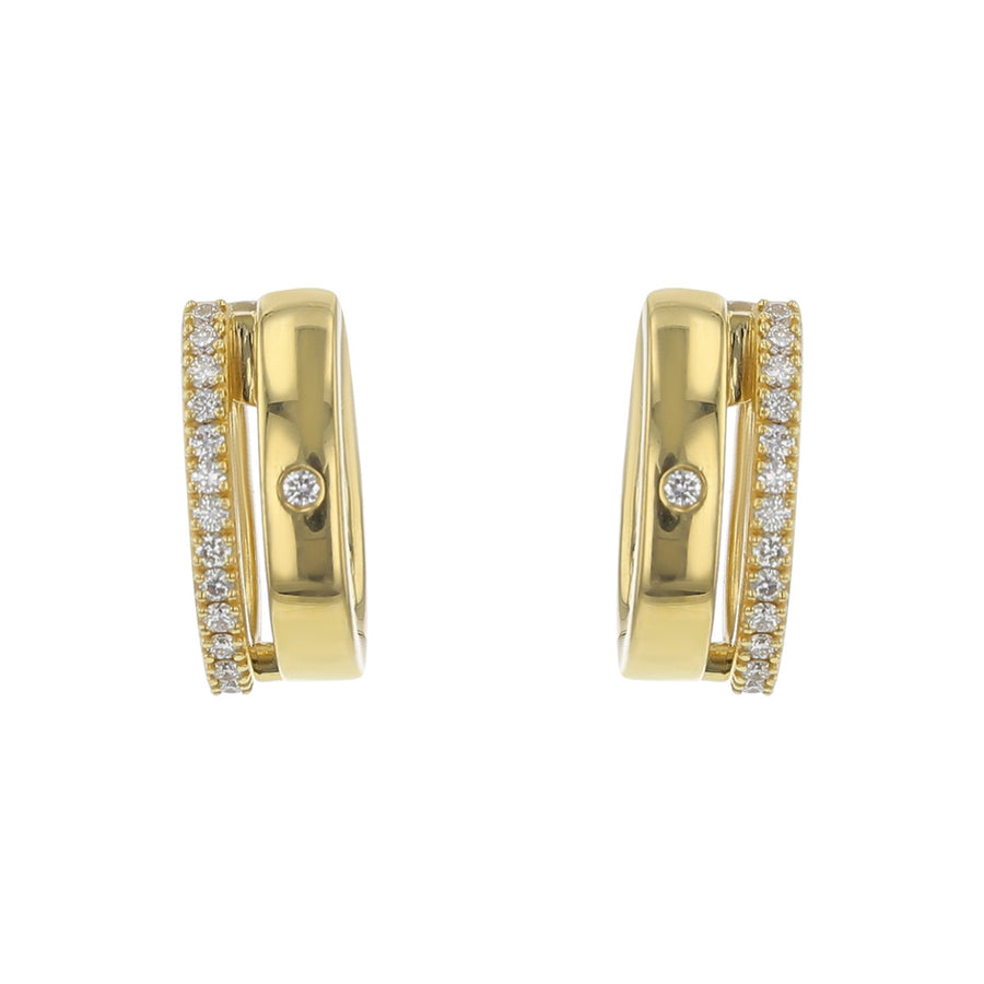 Diamond Double Row Oval Hoop Earrings in 18K Gold