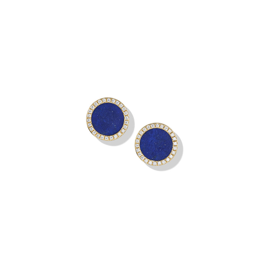 Petite DY Elements Stud Earrings in 18K Yellow Gold with Lapis and Pave Diamonds