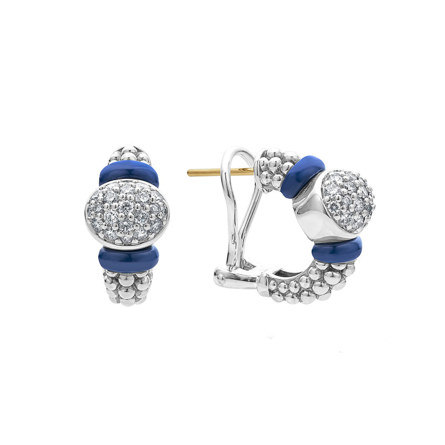 Ceramic Caviar Diamond Hoop Earrings