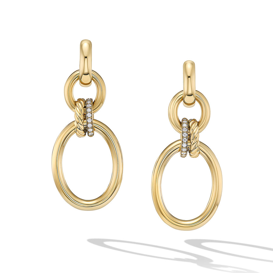 DY Mercer Circular Drop Earrings in 18K Yellow Gold with Pave Diamonds