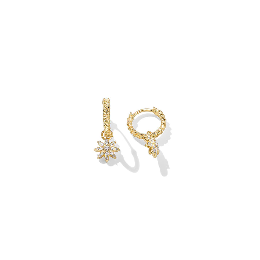 Petite Starburst Drop Earrings in 18K Yellow Gold with Diamonds