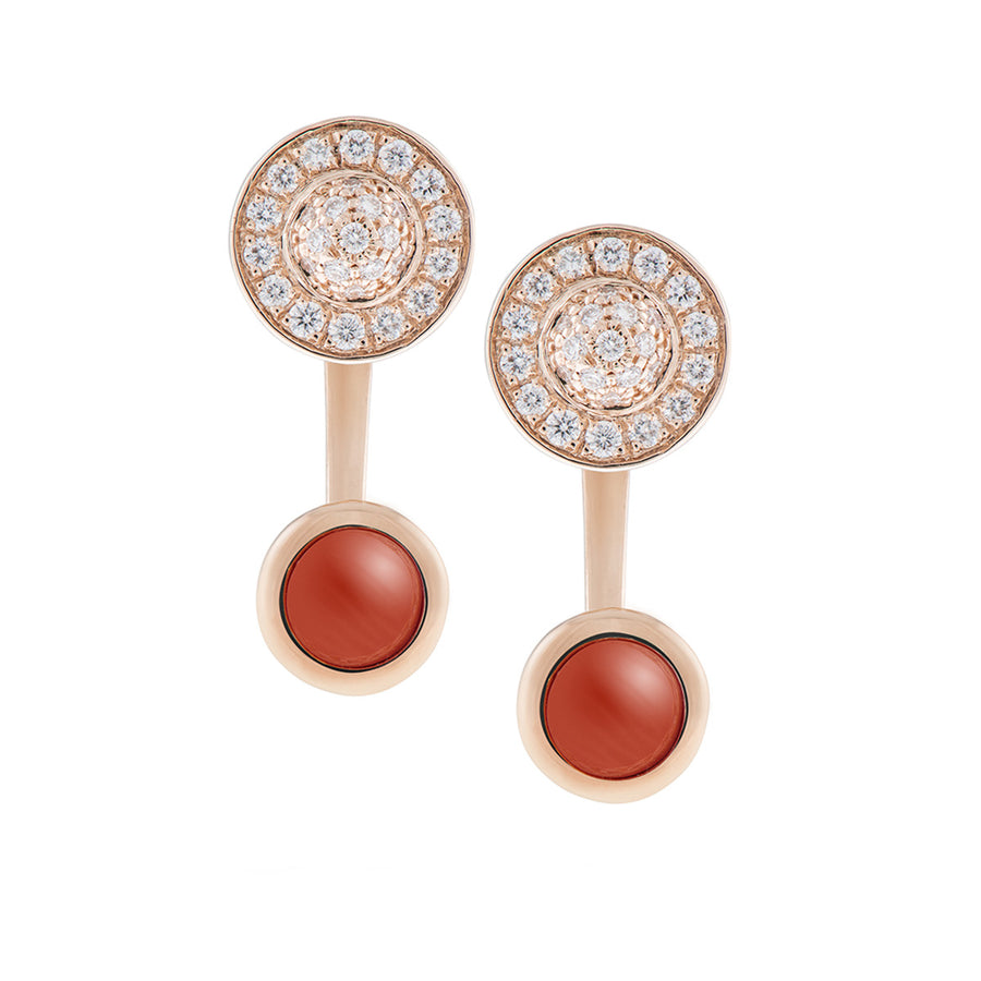 Earrings with Diamonds and Coral