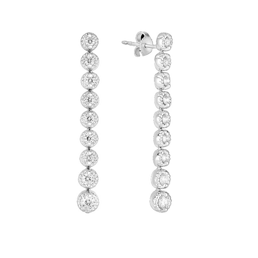 18K Gold Florentine Diamond Drop Earrings