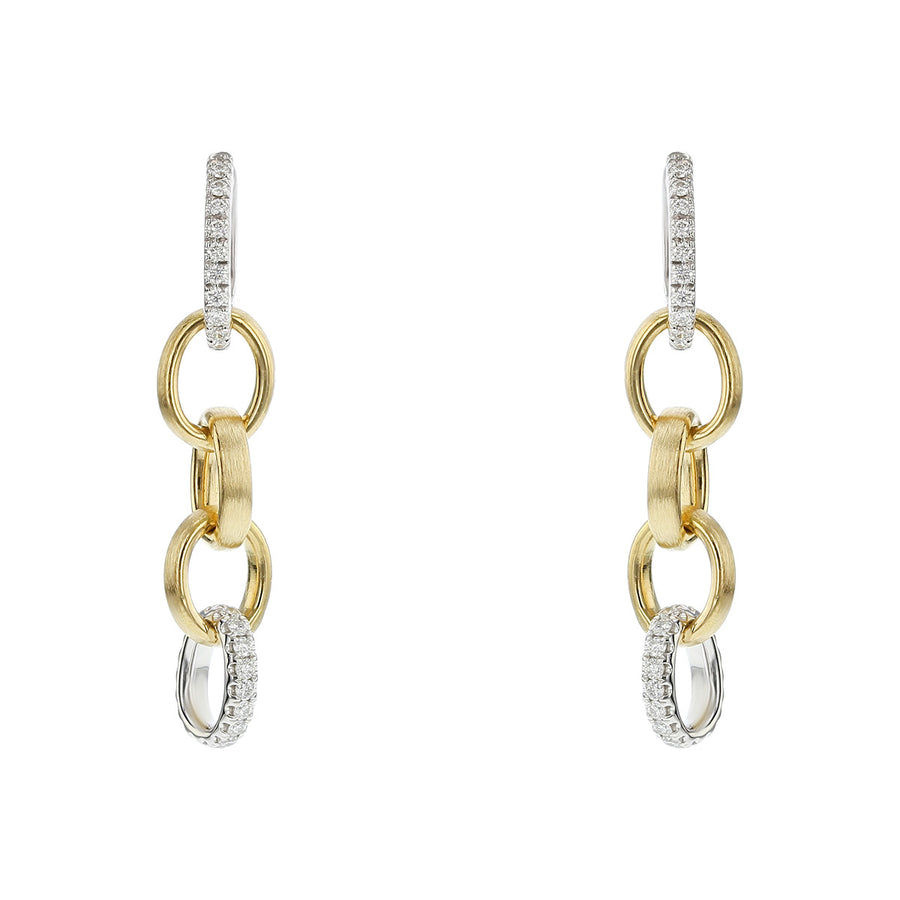 Diamonds and Gold Link Dangle Earrings