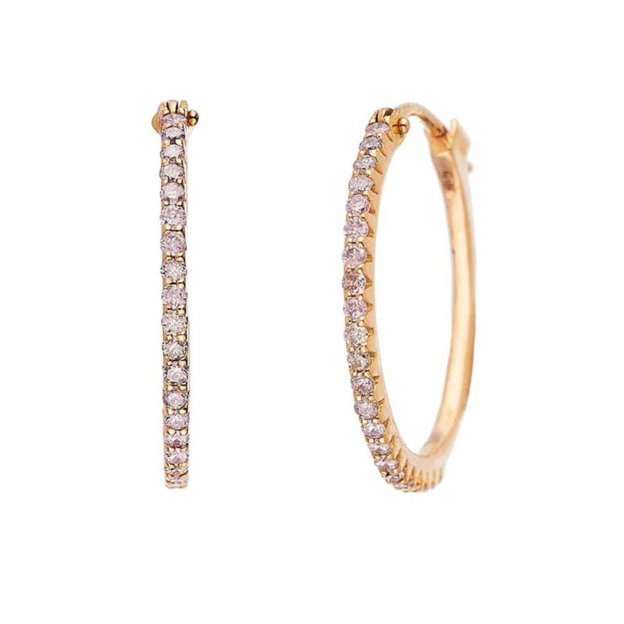 Simple Elegance Pink Diamond Large Hoops