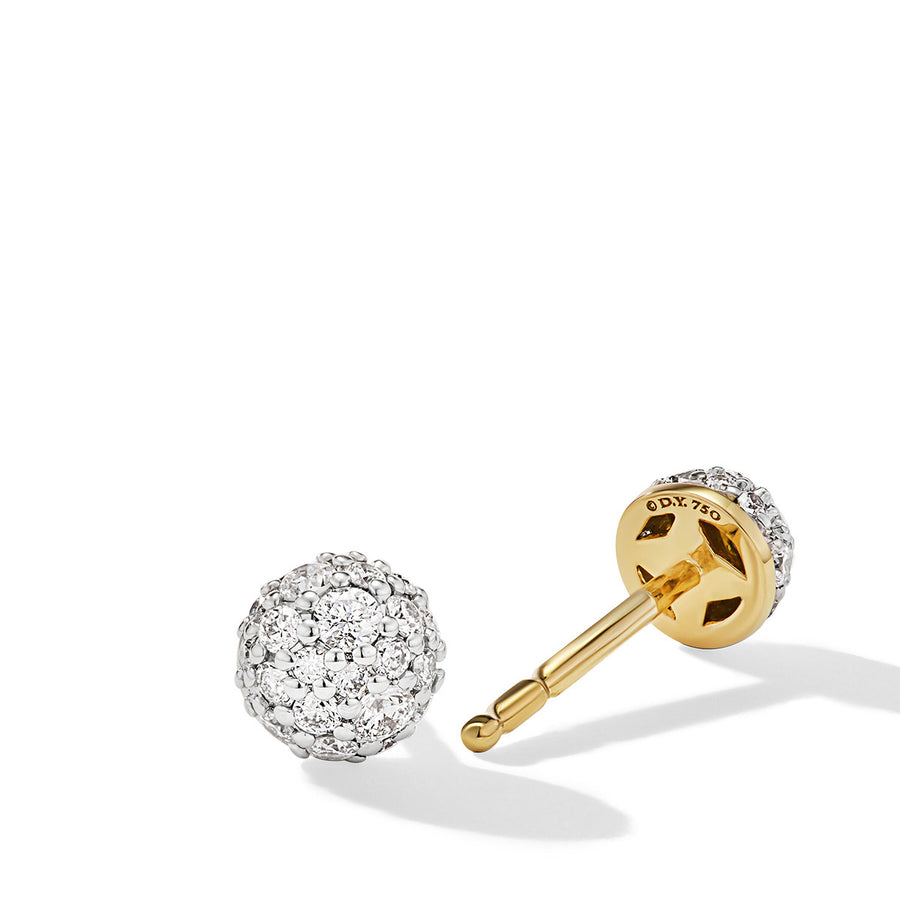 Petite Pave Stud Earrings in 18K Yellow Gold with Diamonds