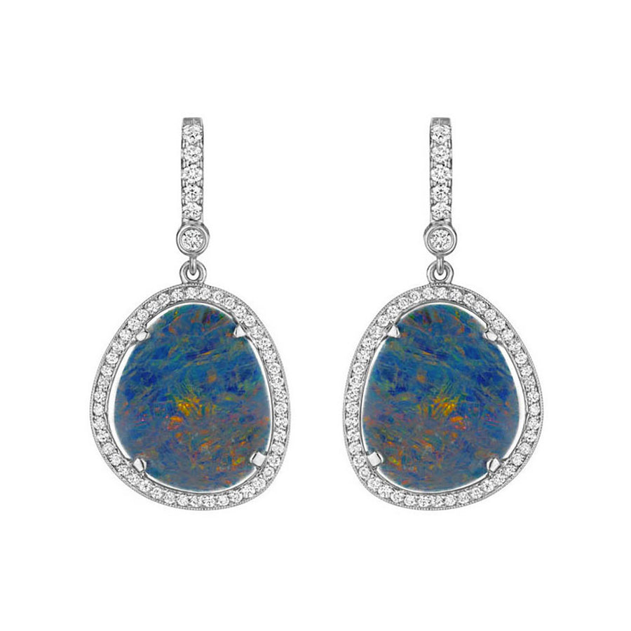 Bolder Opal and Diamond Drop Earrings