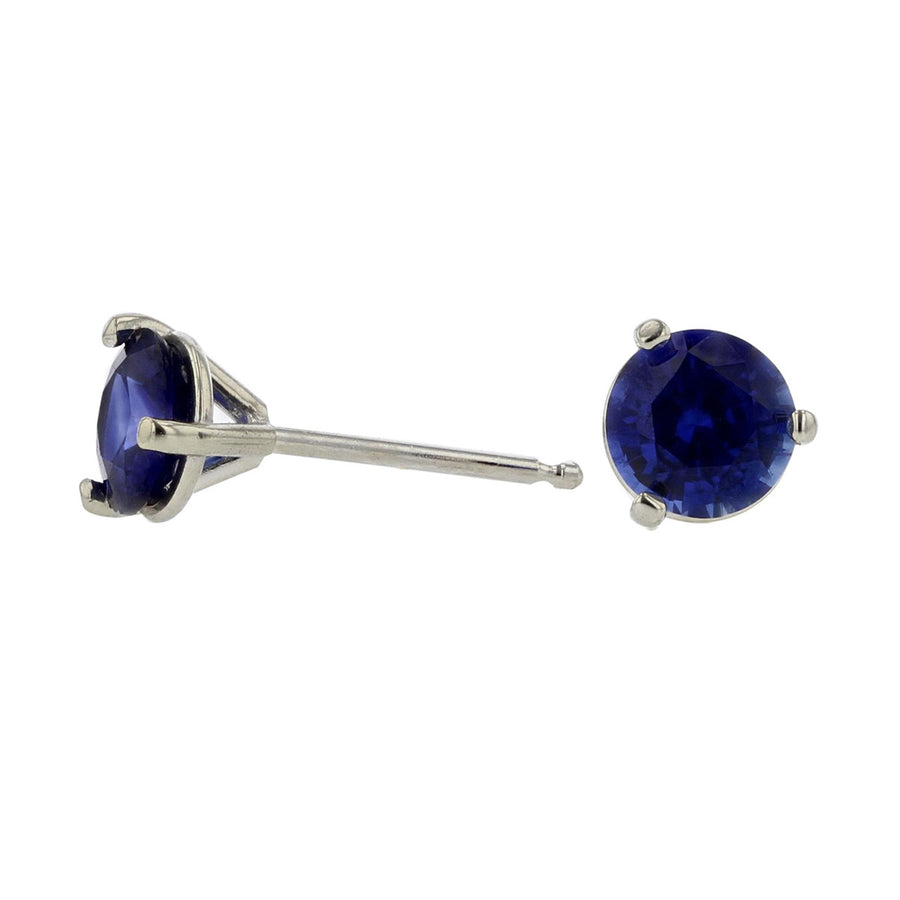 18K White Gold Sapphire Stud Earrings