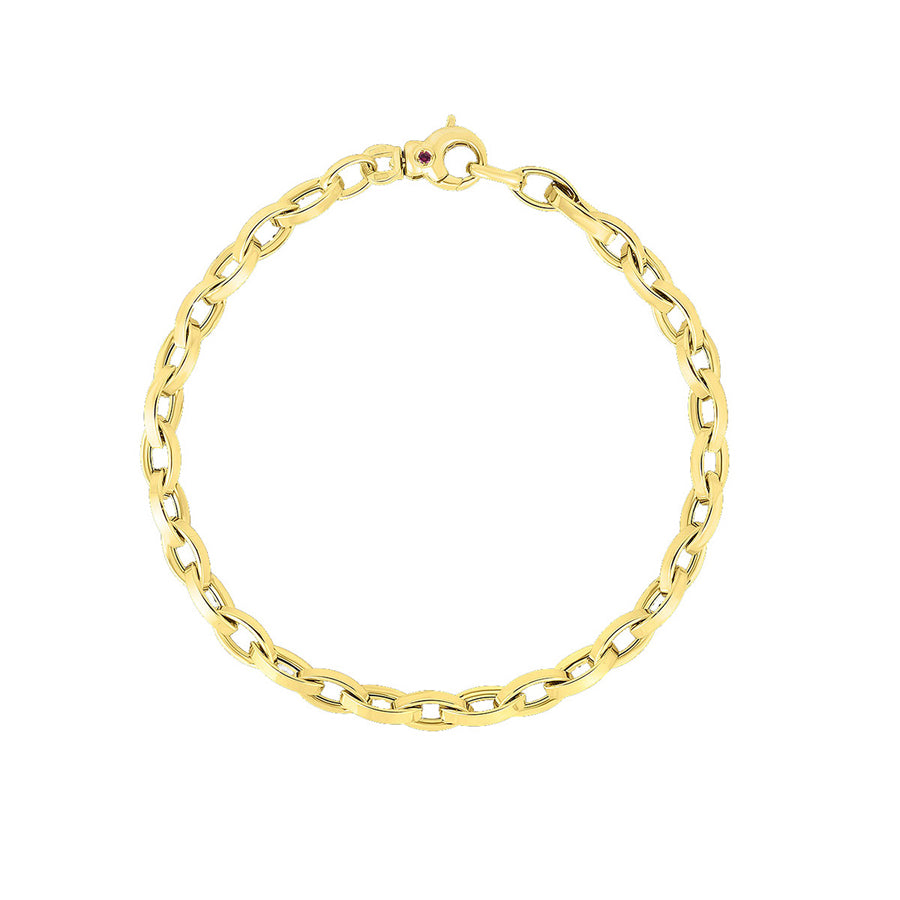 18K High Polish Almond Link Bracelet