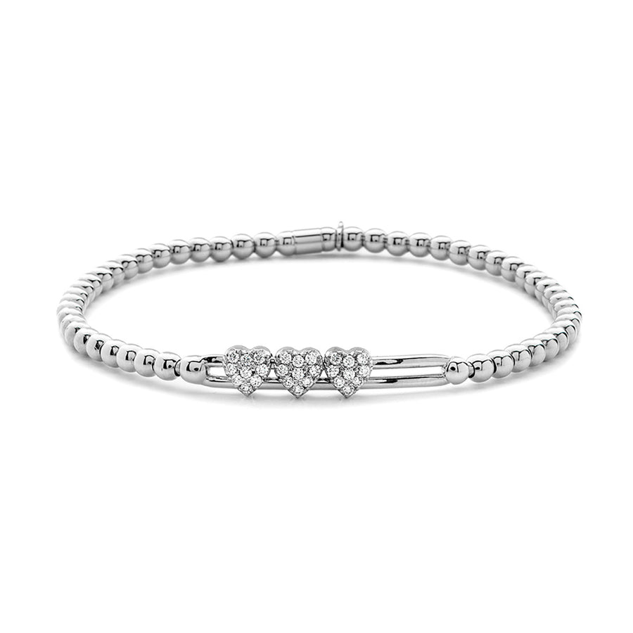 Sliding Heart Station Pave Stretch Bracelet