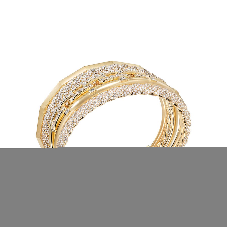 Stax Five Row Cuff Bracelet with Diamonds in 18K Gold, 35mm