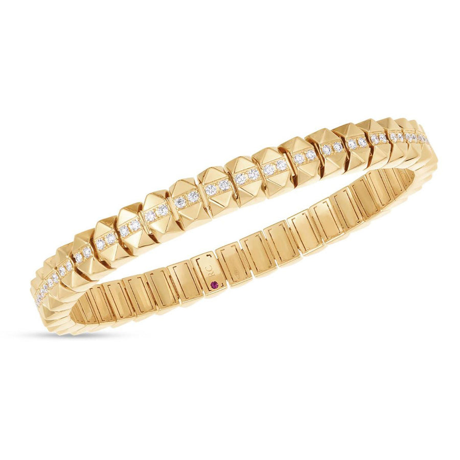 Obelisco Flexible Bangle with Center Row of Diamonds
