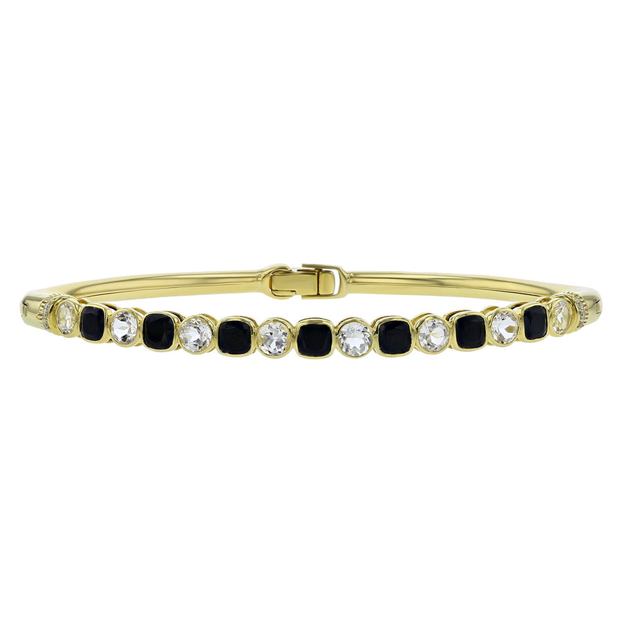White Topaz, Spinel and Diamond Bangle Bracelet