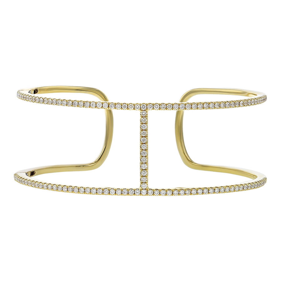 18K Yellow Gold Diamond Paris 2-Row Cuff Bracelet