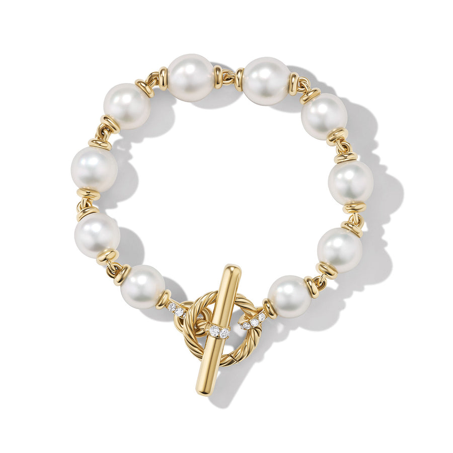 Pearl Linked Bracelet in 18K Yellow Gold with Diamonds