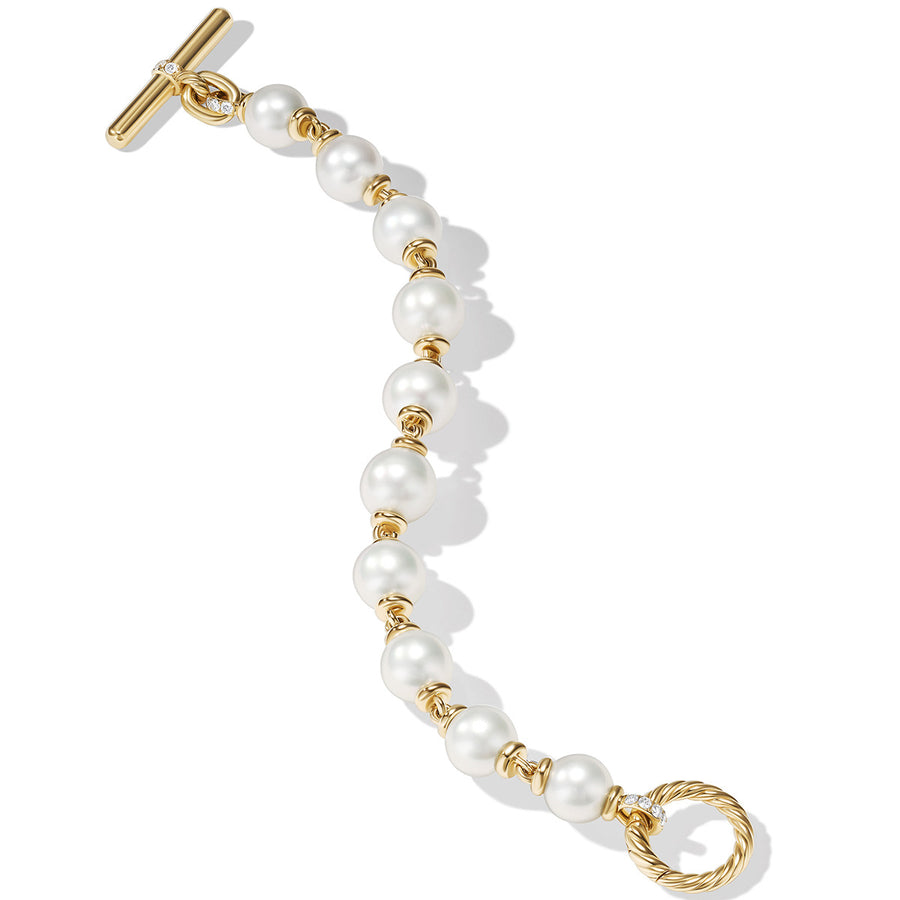 Pearl Linked Bracelet in 18K Yellow Gold with Diamonds