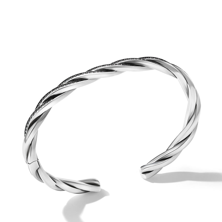 DY Helios Cuff Bracelet in Sterling Silver with Pave Black Diamonds
