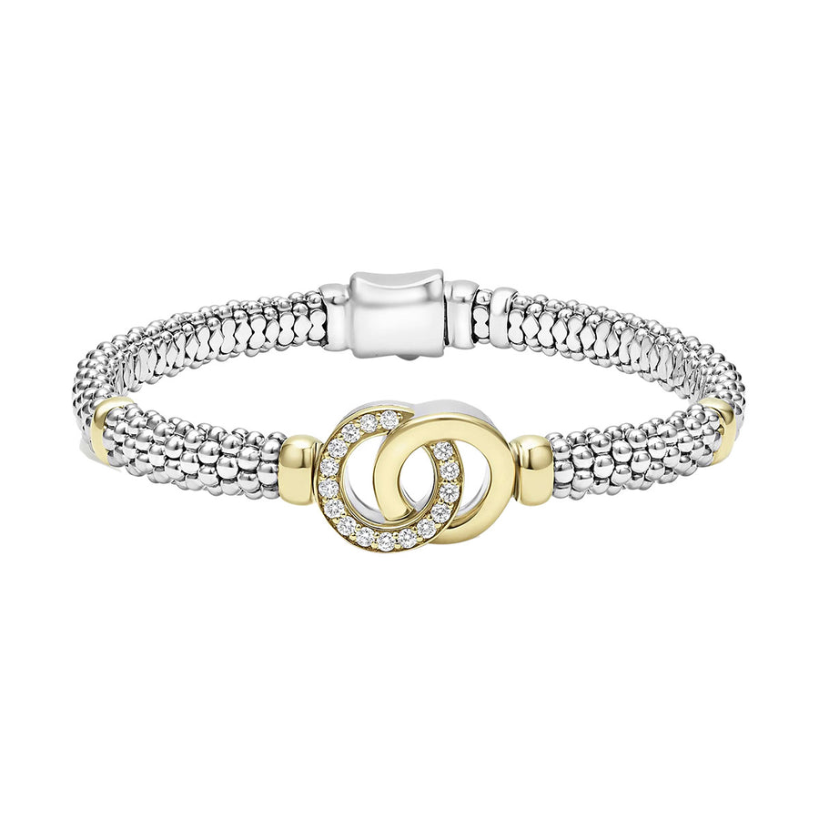Two-Tone Interlocking Diamond Caviar Bracelet