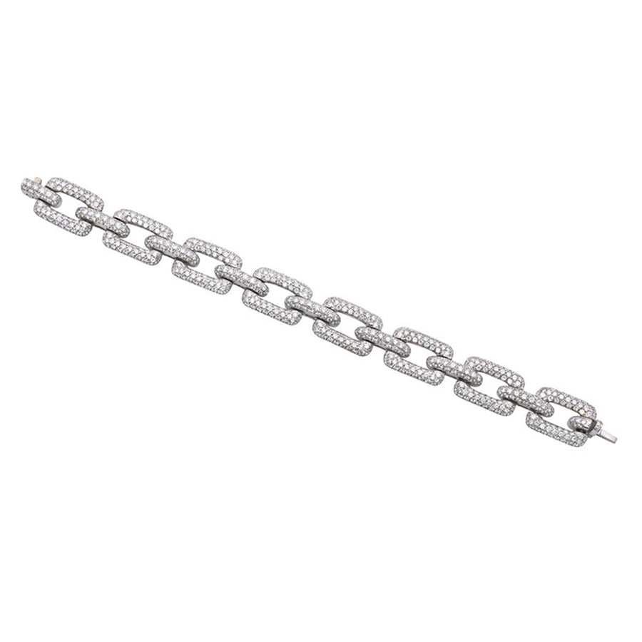 Estate Diamond and 18k White Gold Link Bracelet
