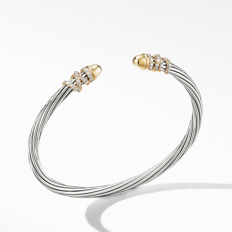 Helena Bracelet in Sterling Silver with 18K Yellow Gold Domes and Pave Diamonds
