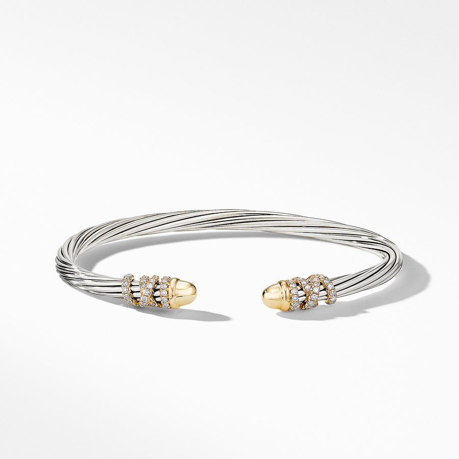 Helena Bracelet in Sterling Silver with 18K Yellow Gold Domes and Pave Diamonds