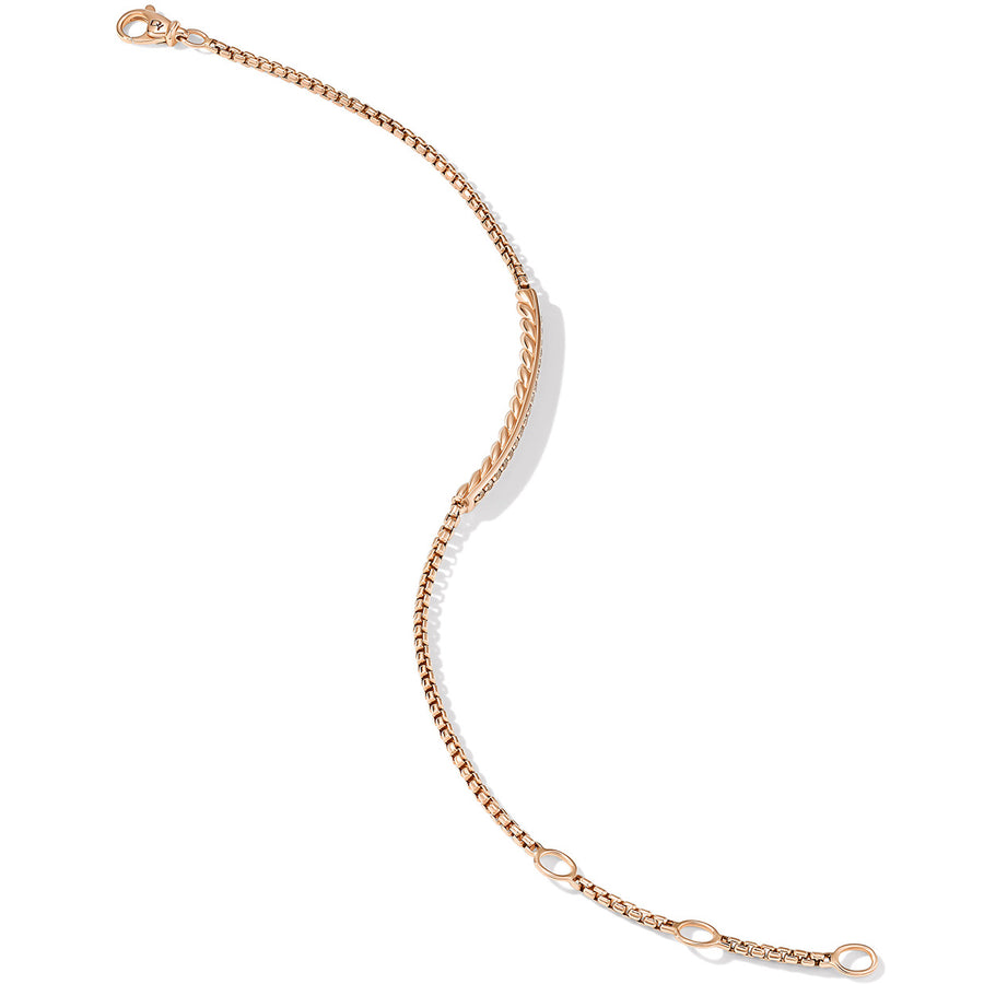 Petite Pave Bar Bracelet in 18K Rose Gold with Cognac Diamonds