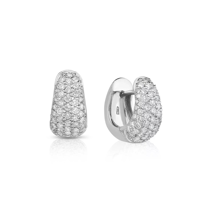 18k White Gold Diamond Pave Hoop Earrings